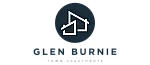 Minimalist logo design for Glen Burnie Town Apartments with abstract house icon.