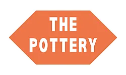 Bold orange hexagonal logo featuring the text 'The Pottery' in white.