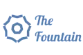 The Fountain logo with a geometric blue emblem and elegant typography.