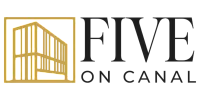 Sleek and modern logo for Five on Canal with a geometric building design.