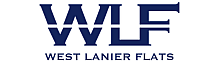 Blue and white logo for West Lanier Flats.