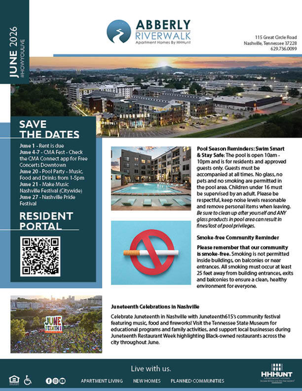 June 2026 Newsletter | Abberly Riverwalk in Nashville, TN-image