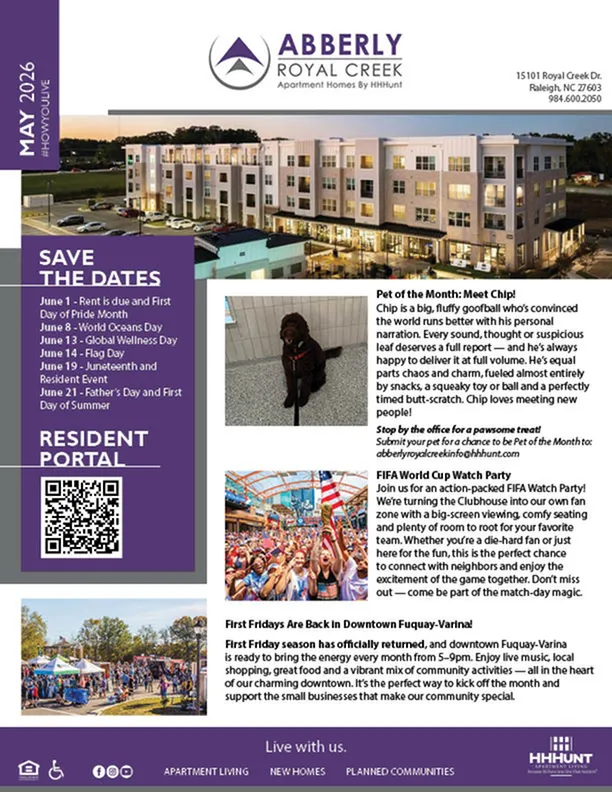 June 2026 Newsletter | Abberly Royal Creek in Raleigh, NC-image