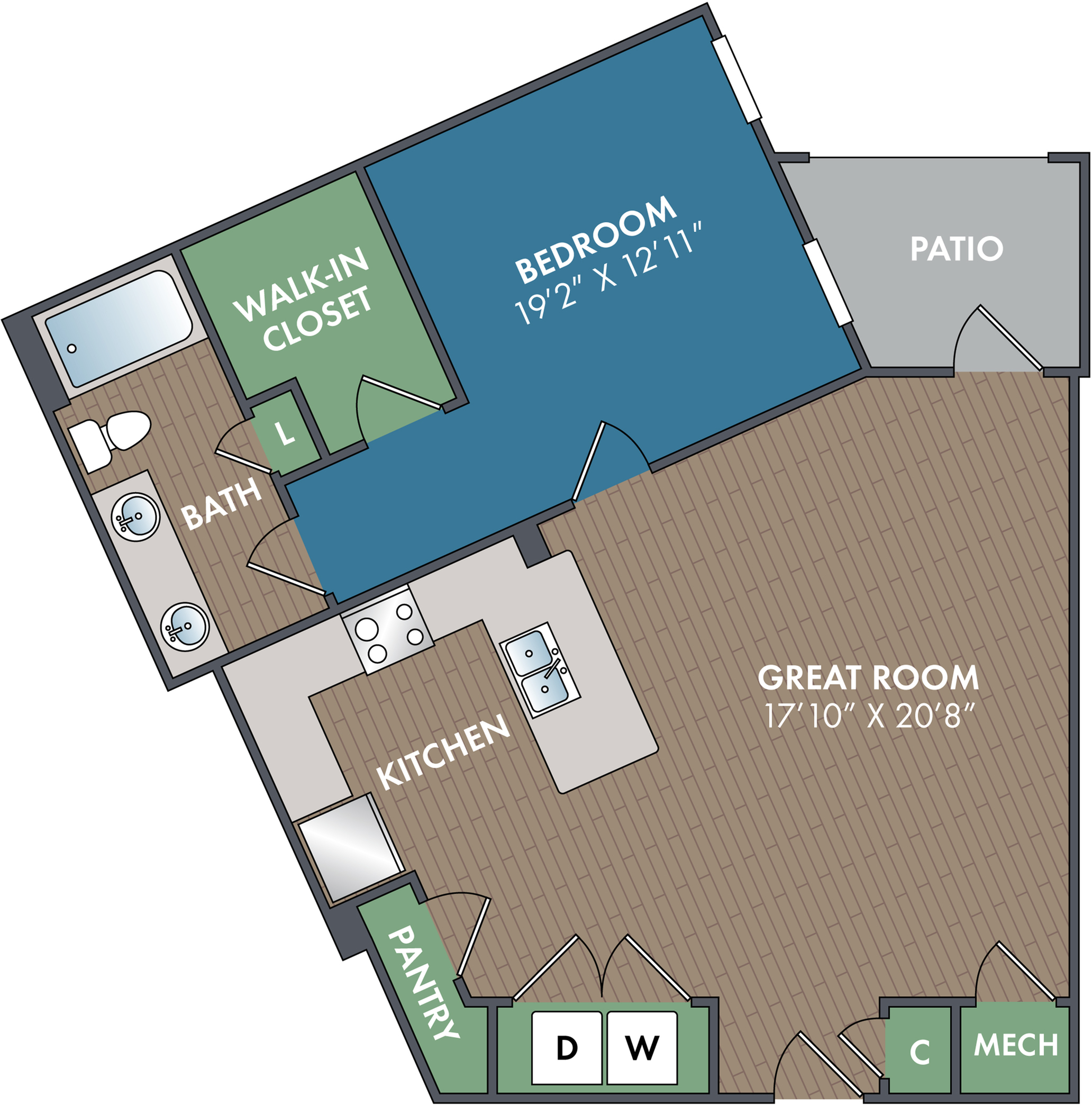 The Dogwood Floor Plan at Abberly Alston Apartment Homes by HHHunt