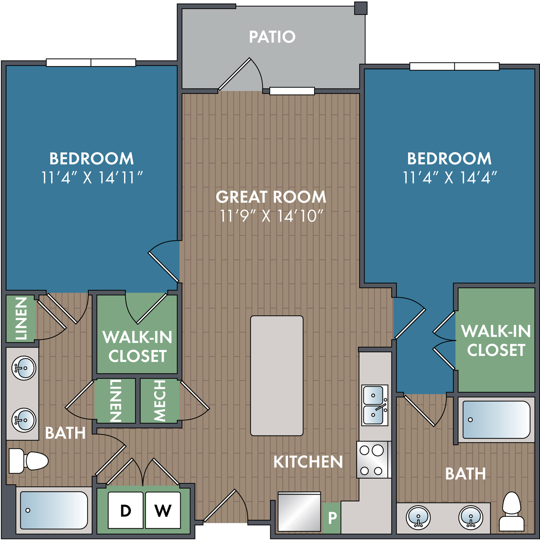 The Hickory Floor Plan at Abberly Alston Apartment Homes by HHHunt