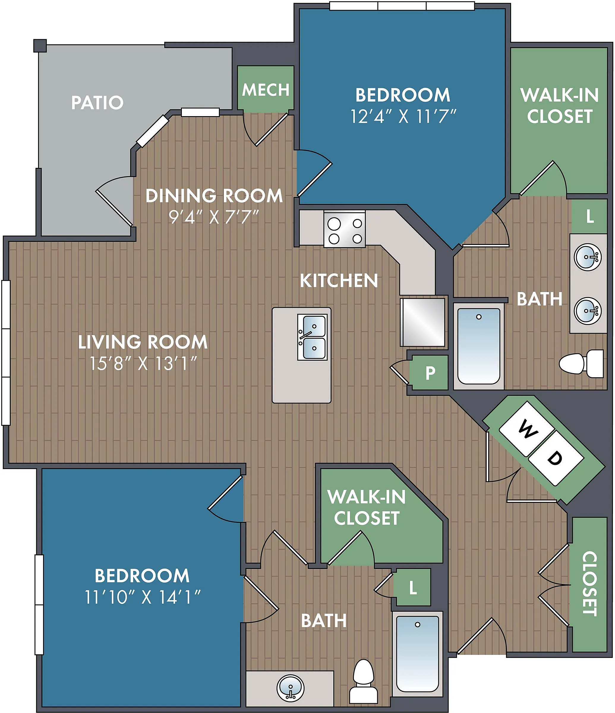 The Magnolia Floor Plan at Abberly Alston Apartment Homes by HHHunt