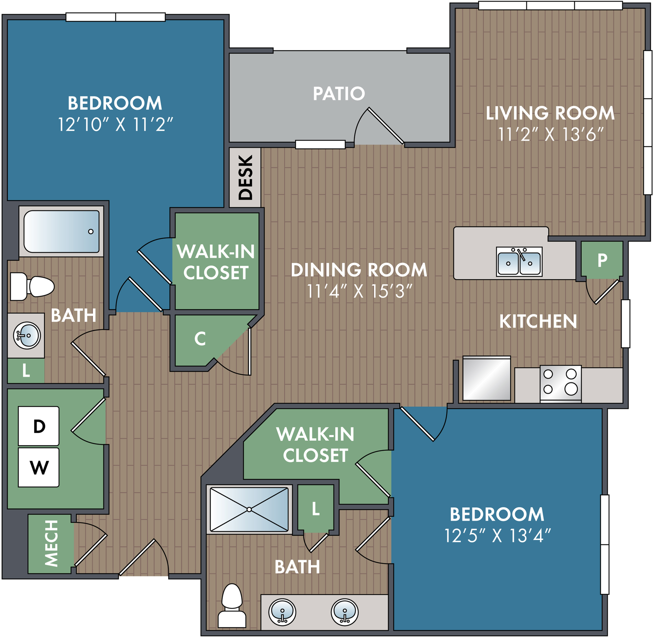 The Redwood Floor Plan at Abberly Alston Apartment Homes by HHHunt