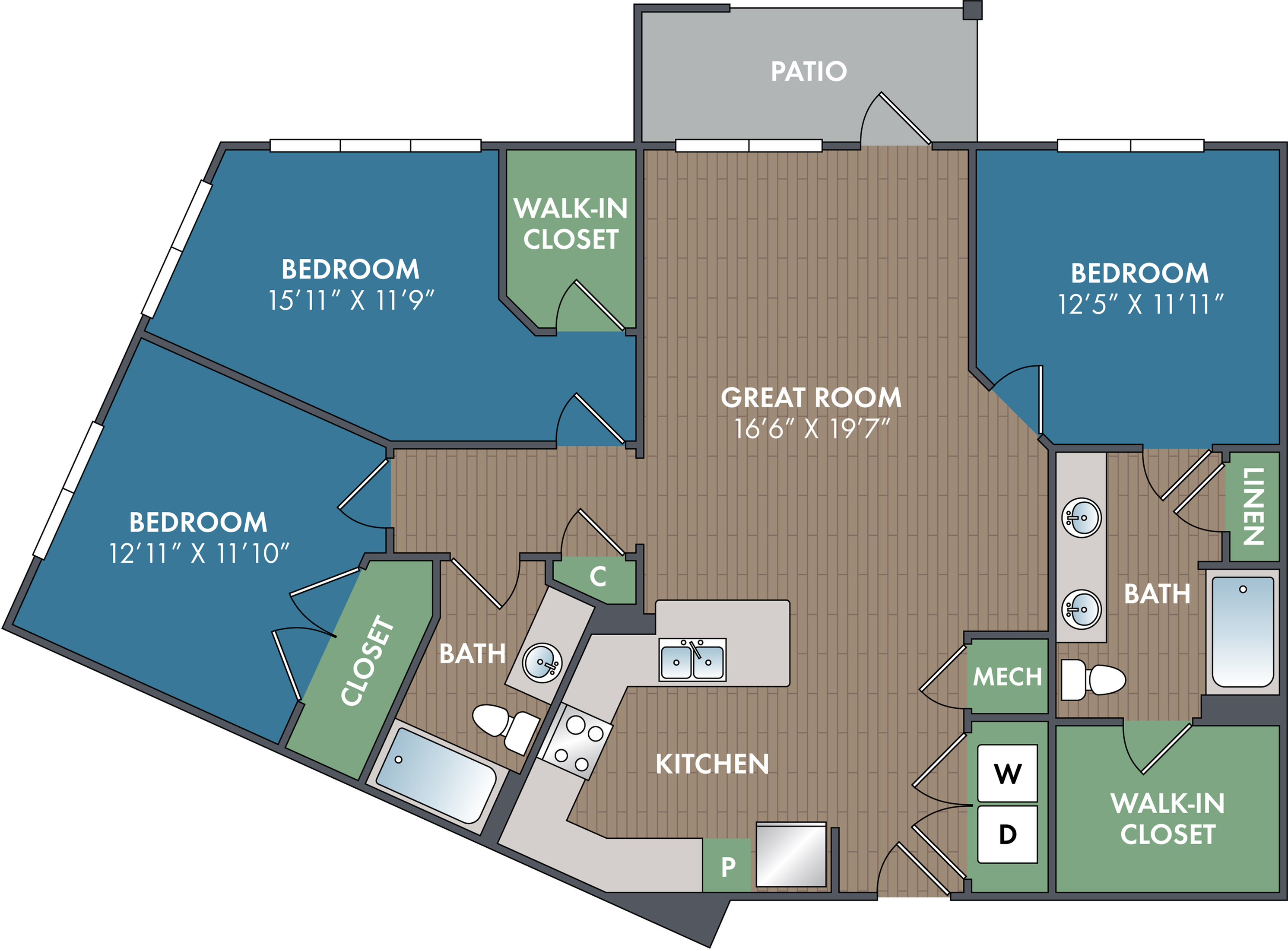 The Spruce Floor Plan at Abberly Alston Apartment Homes by HHHunt