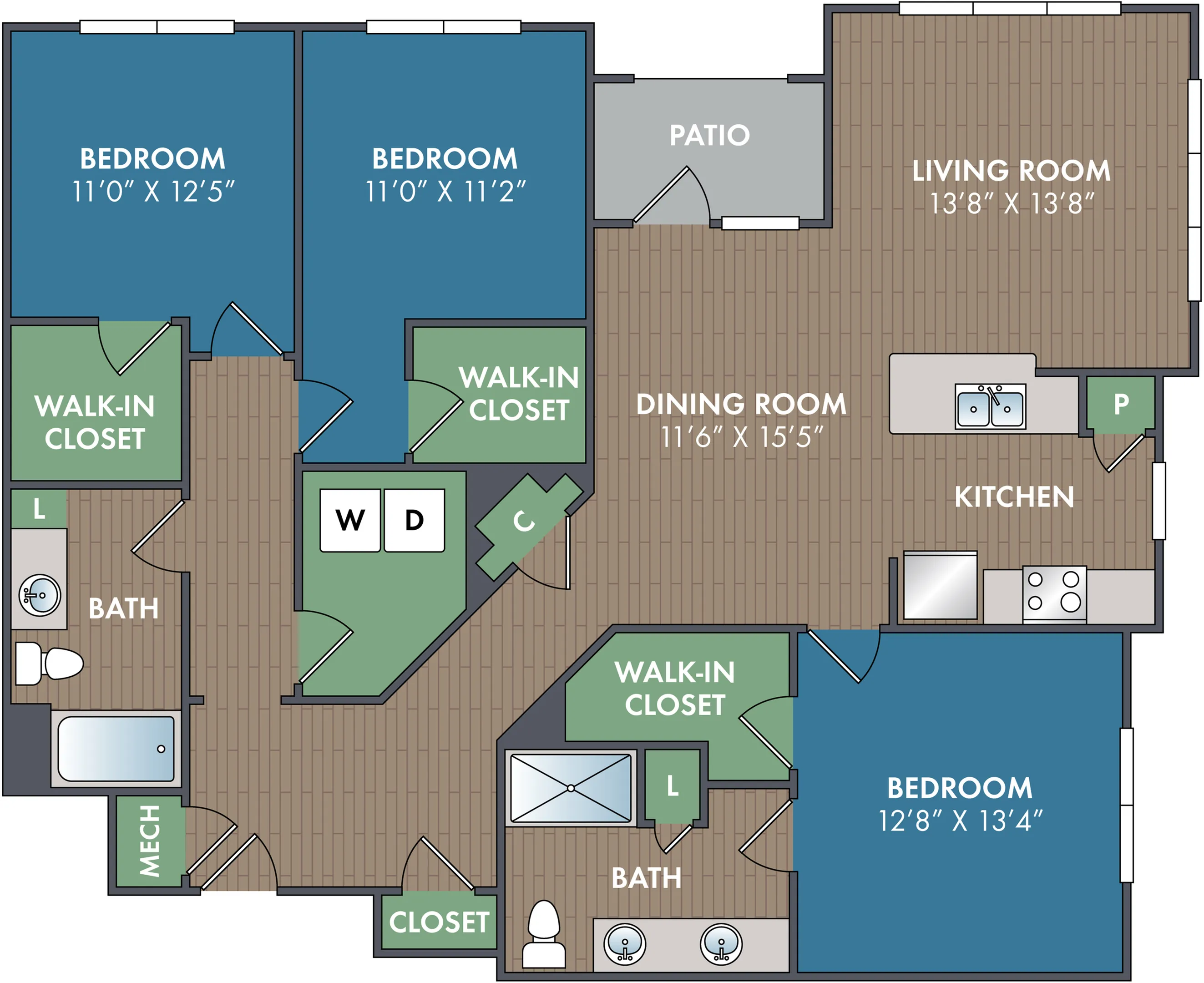 The Sassafras Floor Plan at Abberly Alston Apartment Homes by HHHunt