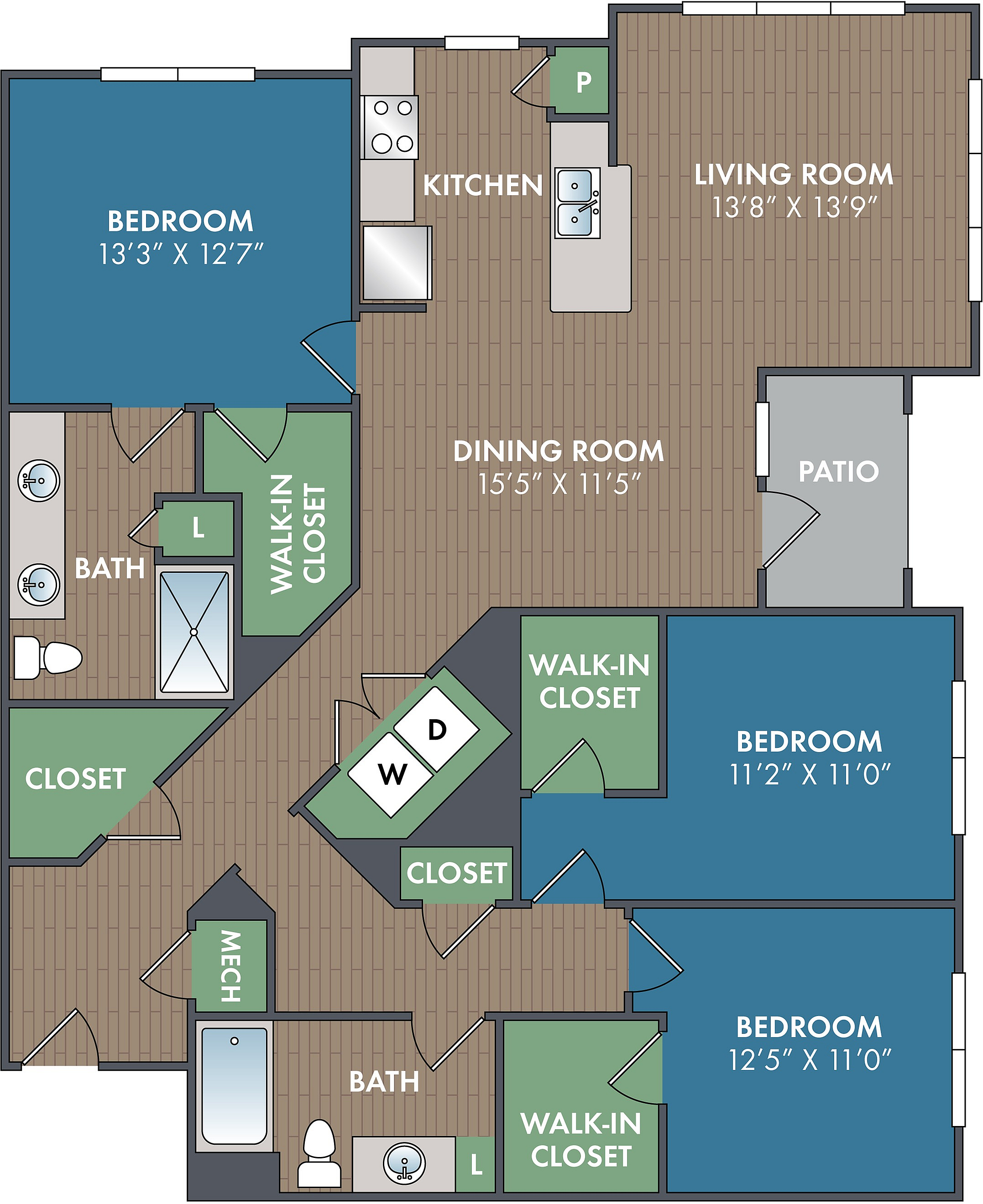 The Sassafras Alt Floor Plan at Abberly Alston Apartment Homes by HHHunt