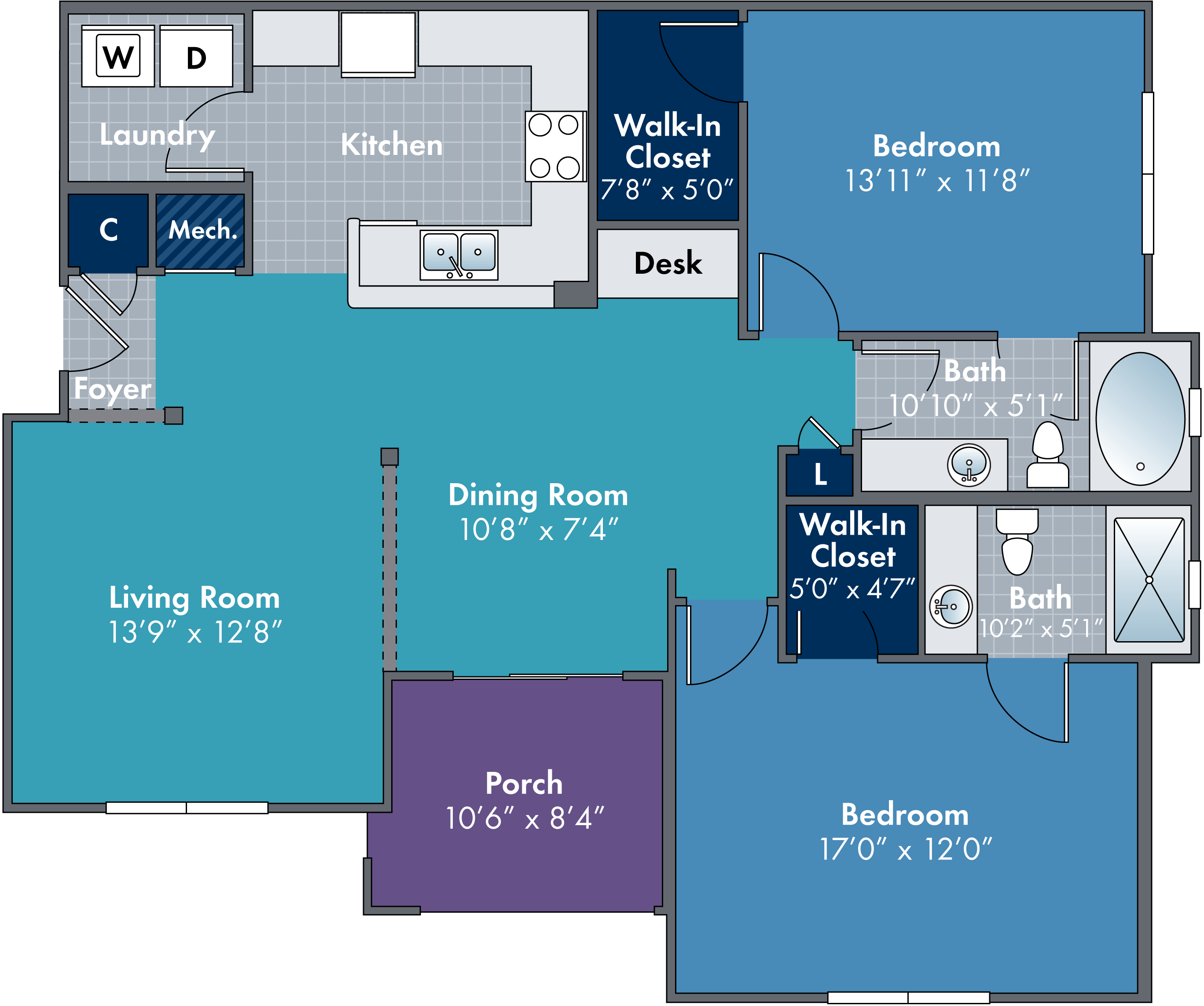 The Strata Floor Plan at Abberly Village Apartments by HHHunt