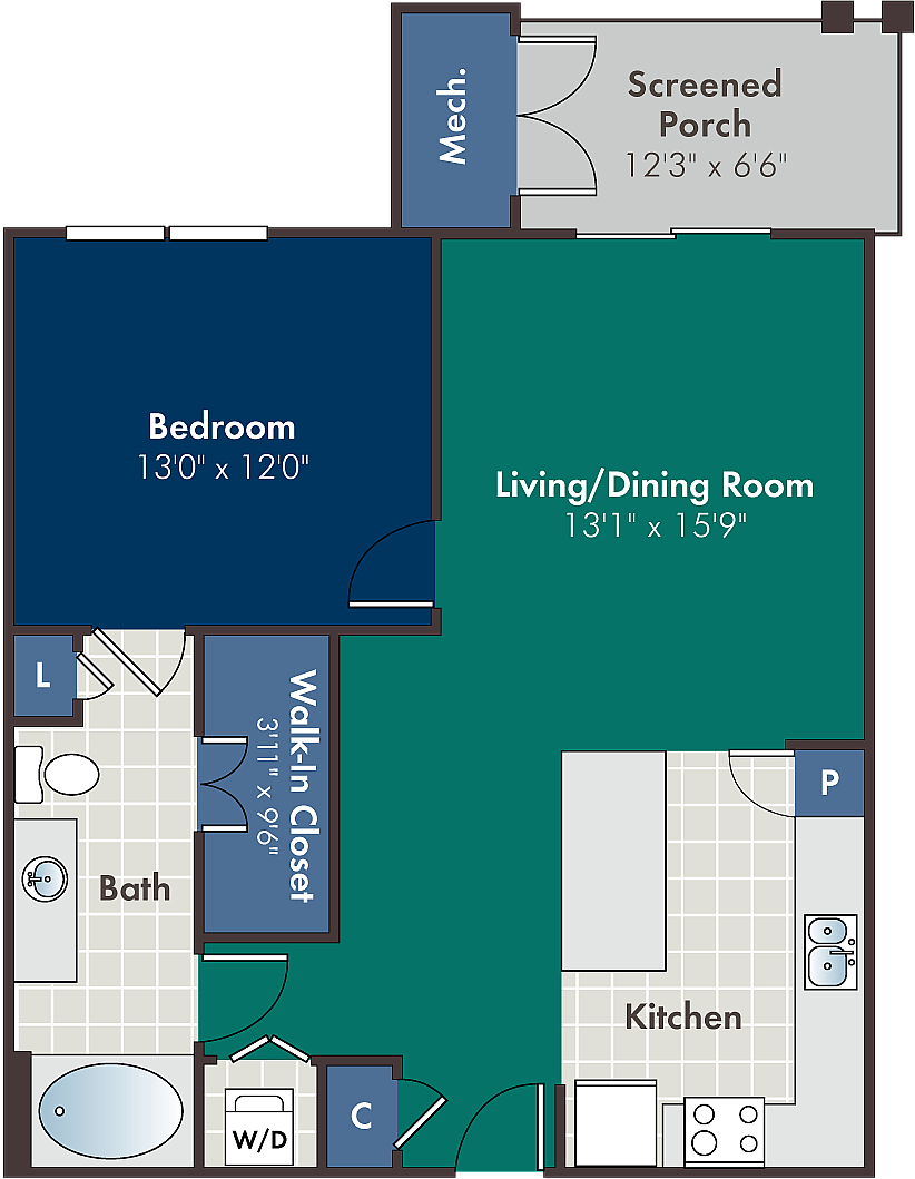 The Hoxton Floor Plan at Abberly at West Ashley Apartment Homes