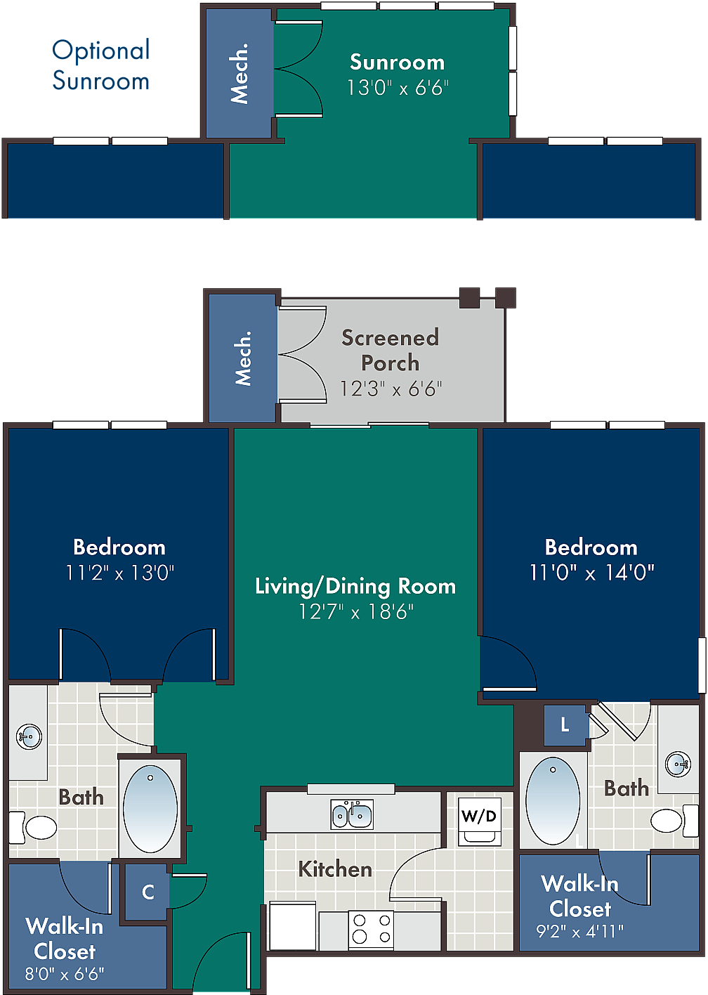 The Paseo Floor Plan at Abberly at West Ashley Apartment Homes