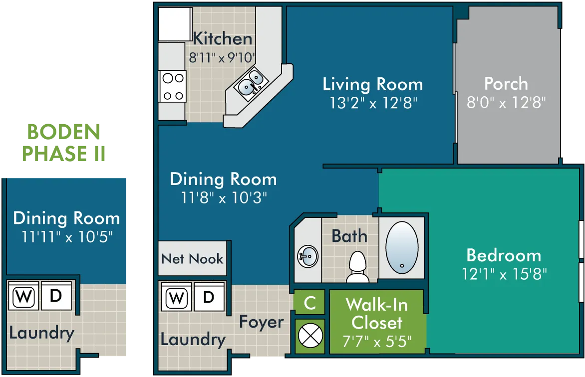 The Boden I Floor Plan at Abberly Green Apartment Homes