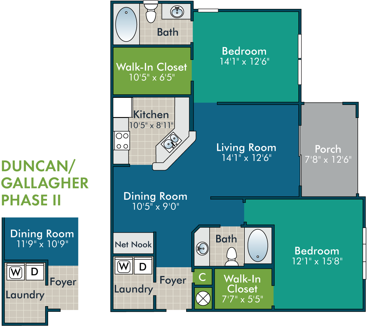 The Duncan Floor Plan at Abberly Green Apartment Homes