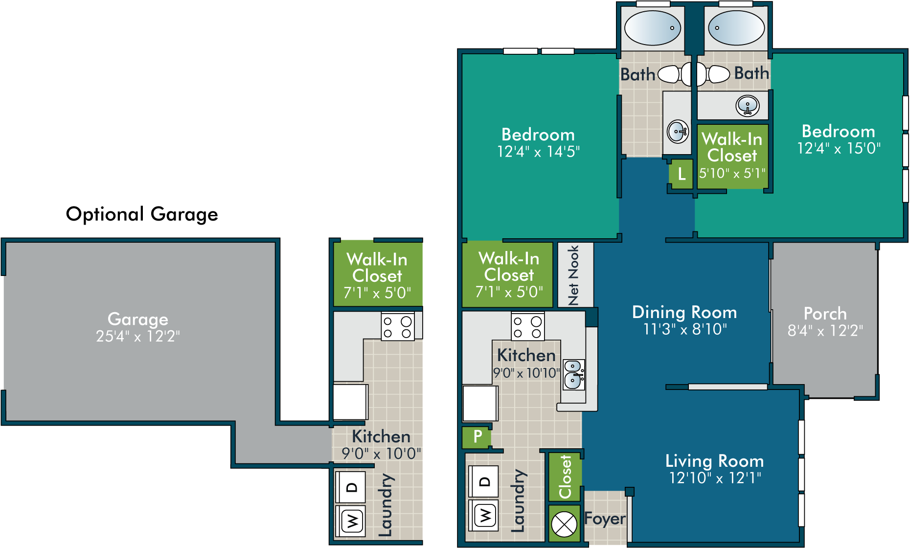 The Elliot I Floor Plan at Abberly Green Apartment Homes
