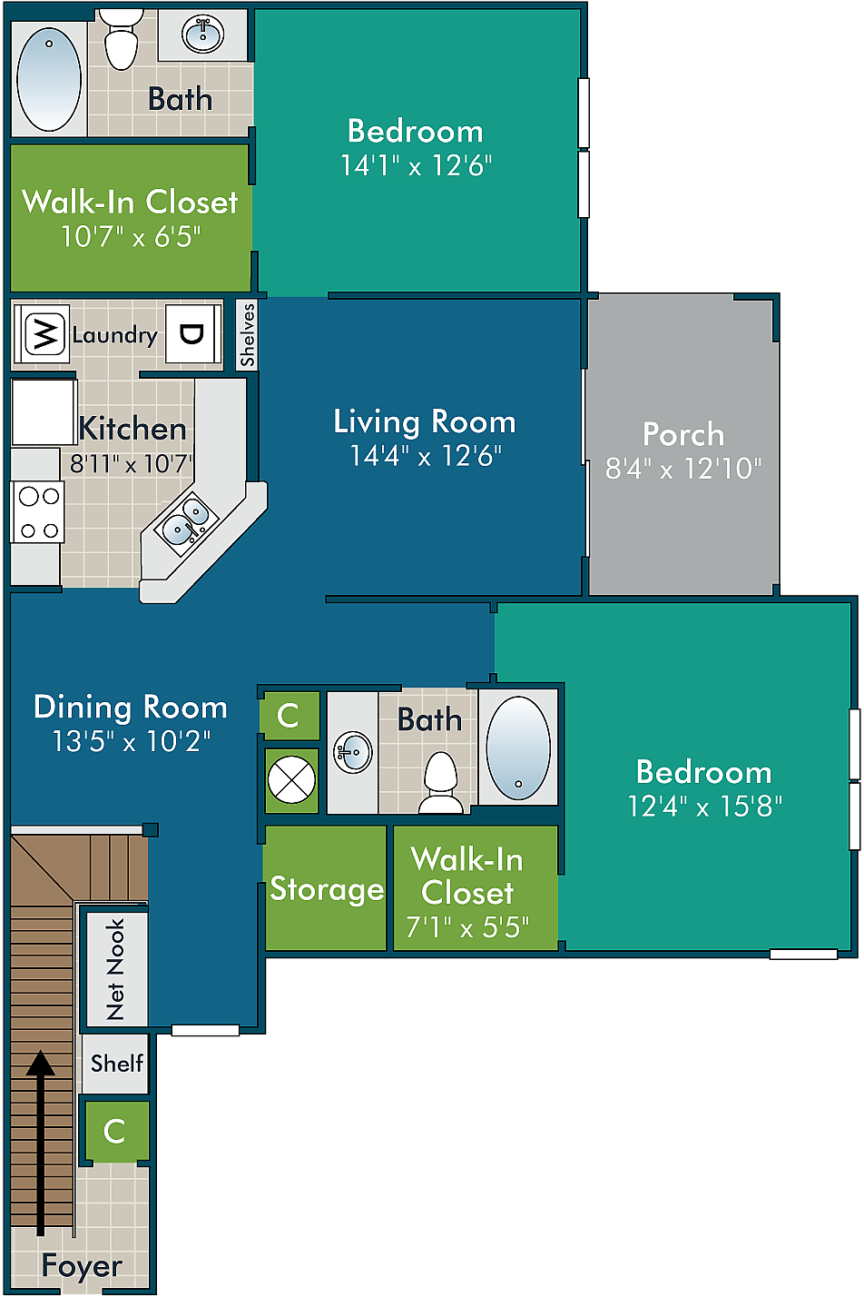 The Madigan I Floor Plan at Abberly Green Apartment Homes