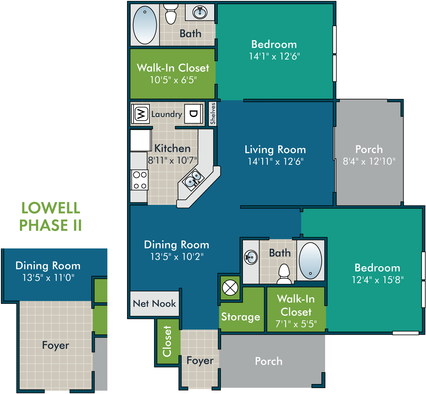 The Lowell I Floor Plan at Abberly Green Apartment Homes