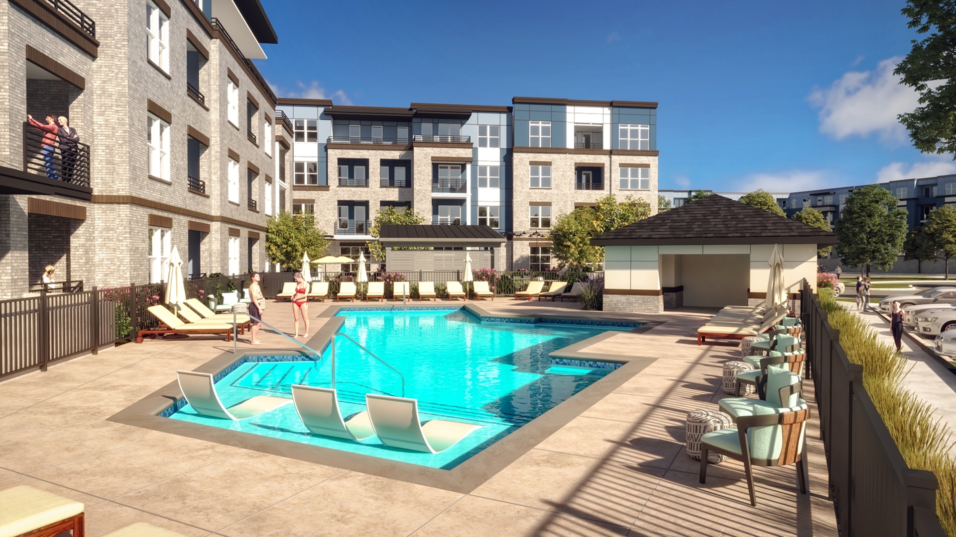 Resort Style Pool at Abberly Alston Apartment and Townhomes by HHHunt
