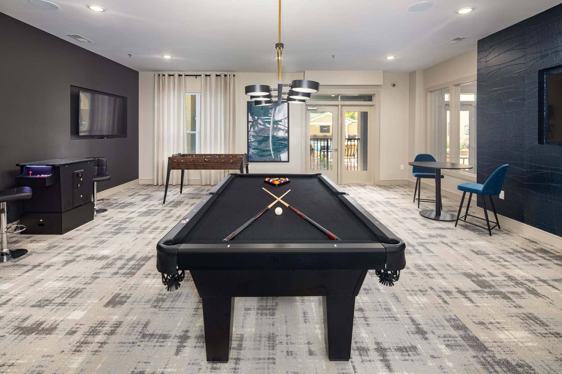 Lively Clubhouse with Billiards, Wifi and Large Screen TVs at Abberly Solaire in Garner, NC