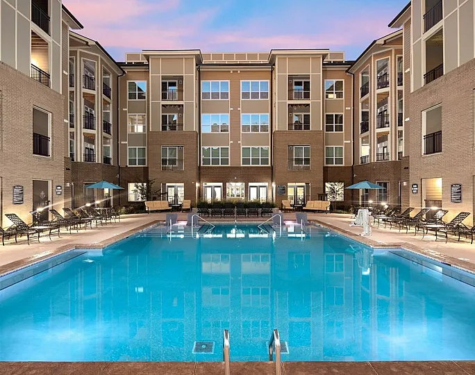 Picturesque Pool and Cabana Setting at Abberly Solaire Apartments in Garner, NC