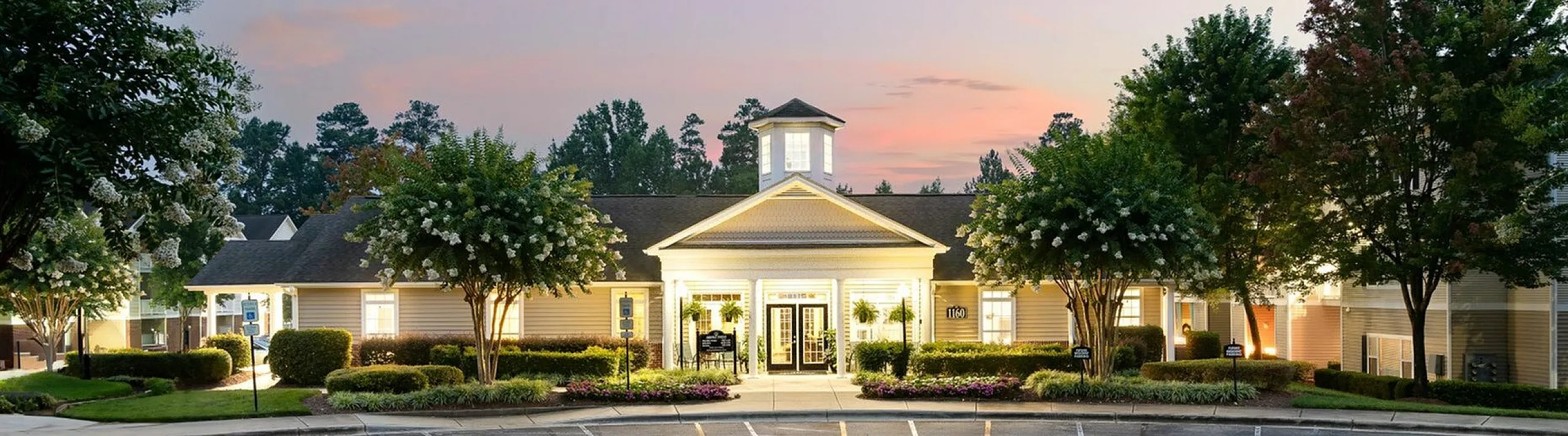 Clubhouse entrance at Abberly Grove Apartments in Raleigh, NC