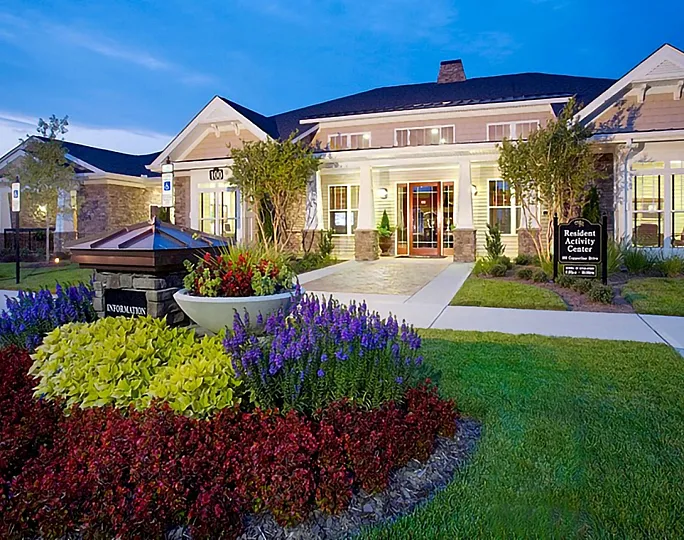 Exterior of resident activity center at Abberly Place Apartments in Garner, NC