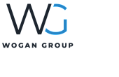 Modern logo design for Wogan Group with bold initials 'WG' and a sleek, professional aesthetic.