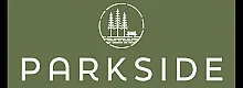 Elegant Parkside logo featuring trees and a bench in a circular design on a green background.