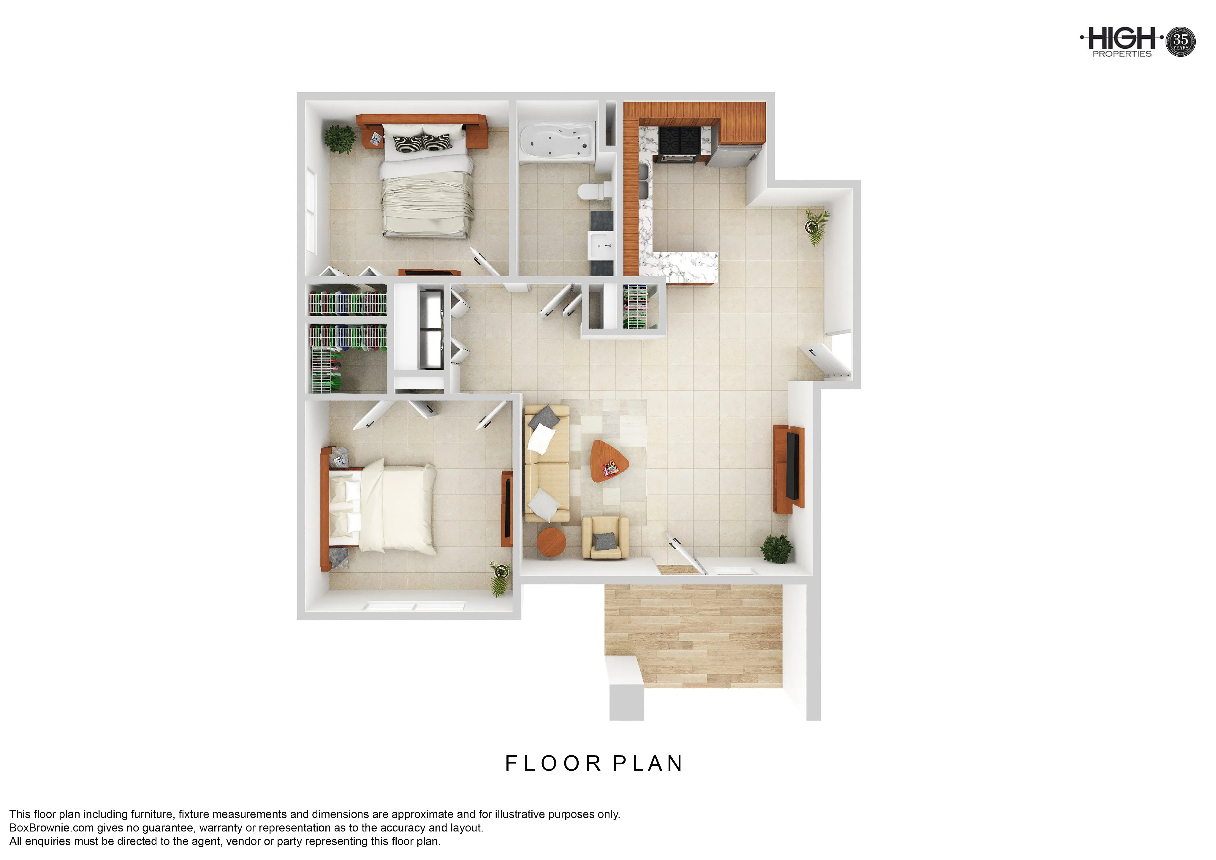 2 Bed/1 Bath floor plan