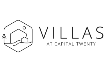 Sleek logo of Villas at Capital Twenty featuring geometric house elements and nature-inspired design.