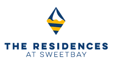 Logo of The Residences at Sweetbay featuring a modern geometric design with bold blue and yellow colors.