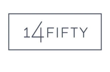 Elegant logo design featuring '14Fifty,' showcasing modern typography within a sleek rectangular frame.