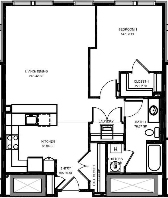 The Station at Potomac - One Bedroom Floorplan