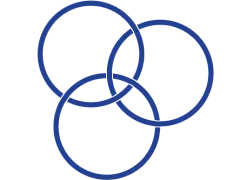 Artistic illustration of three overlapping blue circles creating a striking visual element.