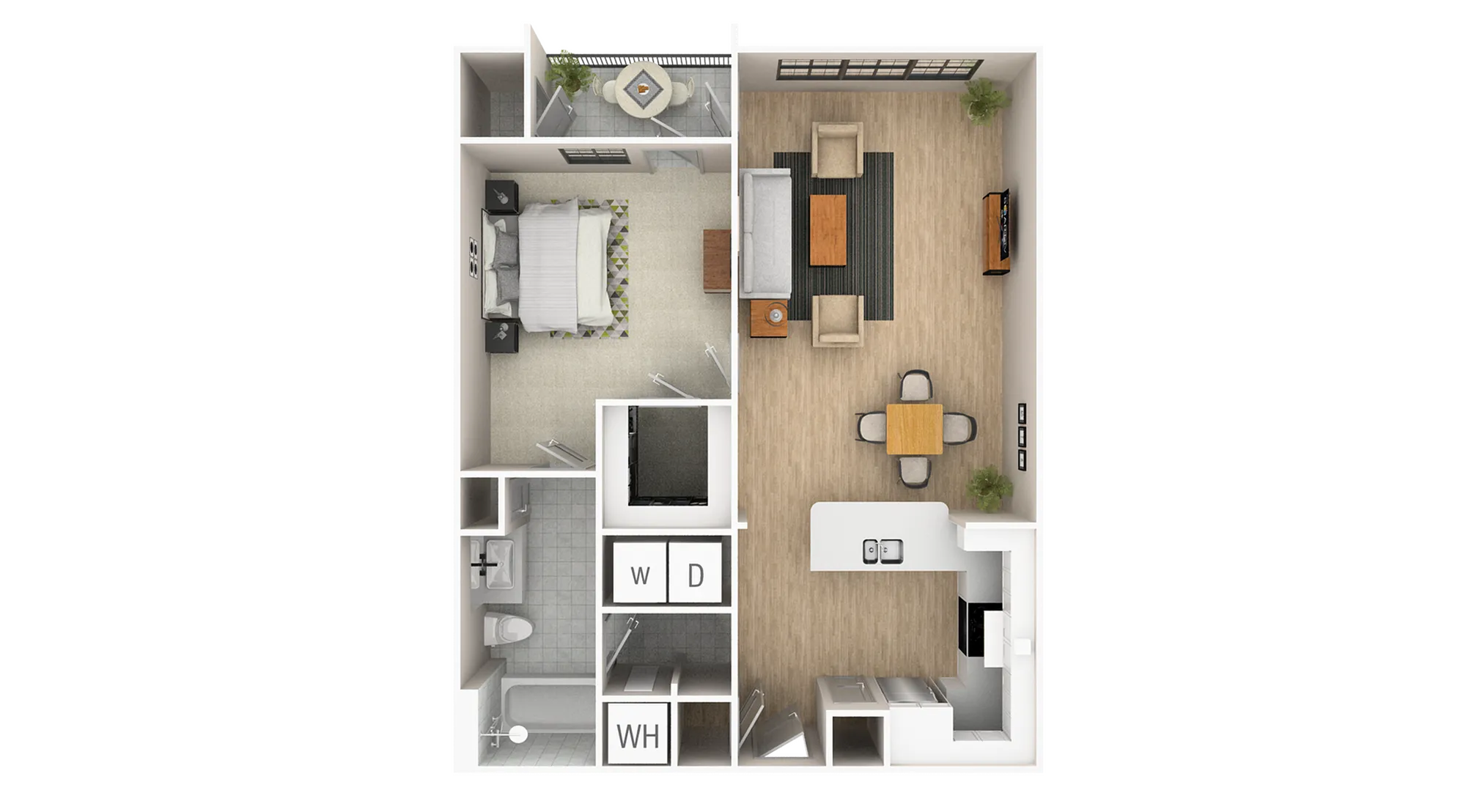 1BX - 729 sqft