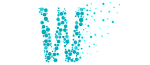 Dynamic graphic design featuring an abstract letter W composed of vibrant blue circles, gradually dispersing in a modern artistic style.