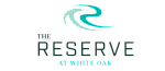 Logo of The Reserve at White Oak, featuring a modern and elegant design in teal and black.