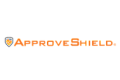ApproveShield logo, featuring a dynamic shield design in orange and gray colors.