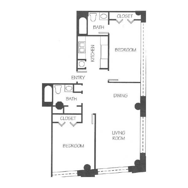2 Bed 2 Bath Factory Windows