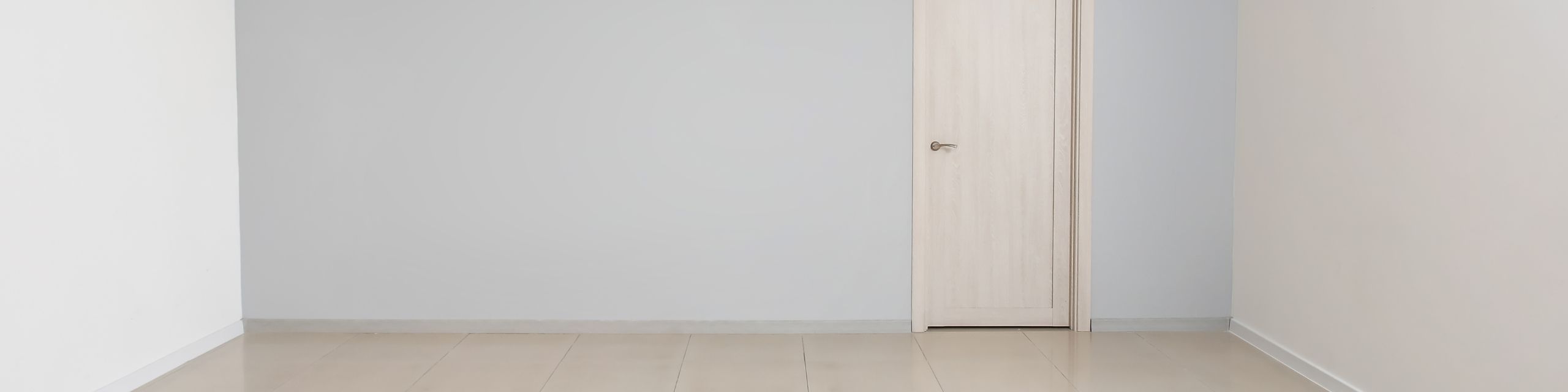 Bright and inviting modern space featuring sleek neutral walls and a minimalist wooden door.