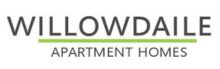 Logo of Willowdaile Apartment Homes, featuring modern typography with a green underline.