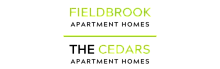 Modern logo design featuring the text 'Fieldbrook Cedars' in sleek green letters.