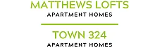 Vibrant signage for Matthews Lofts and Town 324, offering stylish apartment homes.