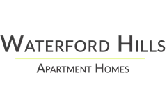 Waterford Hills Apartment Homes logo, showcasing stylish typography with a sleek, modern design.