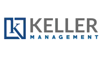 Sleek Keller Management logo featuring a stylized 'K' in a modern, blue and gray design.
