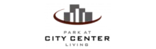 Logo for Park at City Center Living showcasing modern urban architecture.