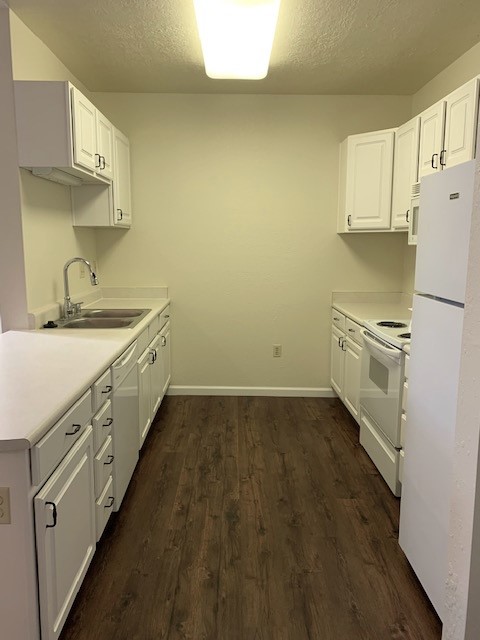 Bright and spacious kitchen with modern white cabinetry and hardwood flooring, perfect for culinary creativity.