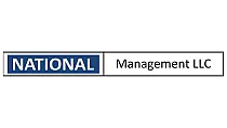 Logo of National Management LLC featuring bold blue and black text.