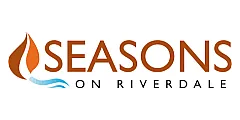 Elegant Seasons on Riverdale logo featuring warm colors and a stylized flame design.